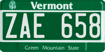 VT license plate ZAE658