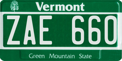 VT license plate ZAE660