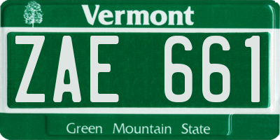 VT license plate ZAE661
