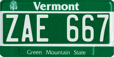 VT license plate ZAE667
