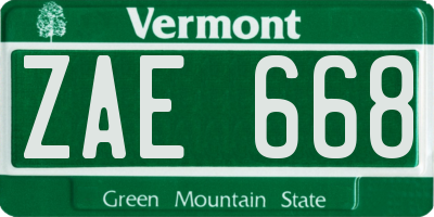 VT license plate ZAE668