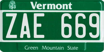 VT license plate ZAE669