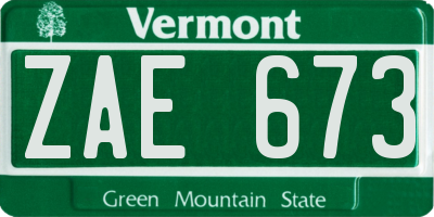 VT license plate ZAE673