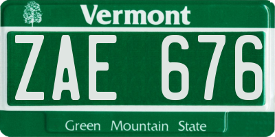 VT license plate ZAE676