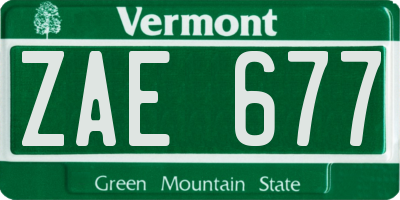 VT license plate ZAE677