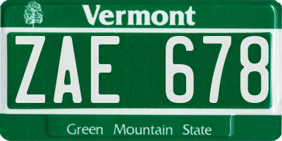 VT license plate ZAE678