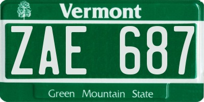 VT license plate ZAE687