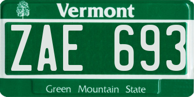 VT license plate ZAE693