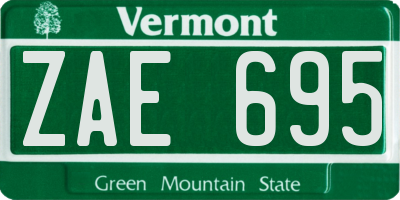 VT license plate ZAE695