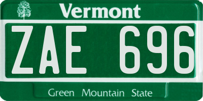 VT license plate ZAE696