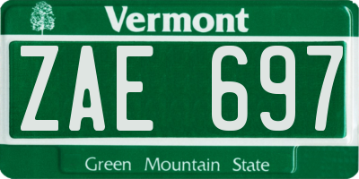 VT license plate ZAE697