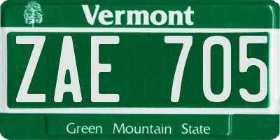 VT license plate ZAE705