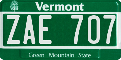 VT license plate ZAE707