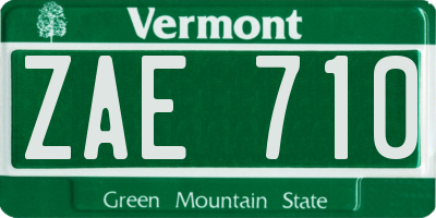 VT license plate ZAE710
