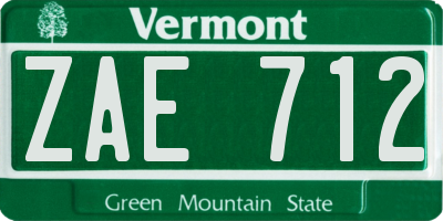VT license plate ZAE712