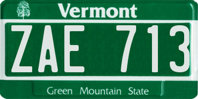 VT license plate ZAE713