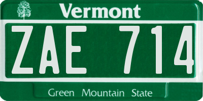 VT license plate ZAE714