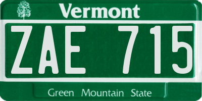 VT license plate ZAE715