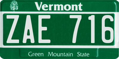VT license plate ZAE716