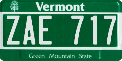 VT license plate ZAE717