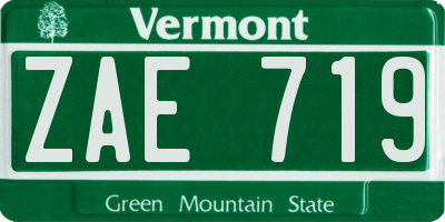 VT license plate ZAE719