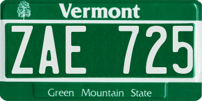 VT license plate ZAE725