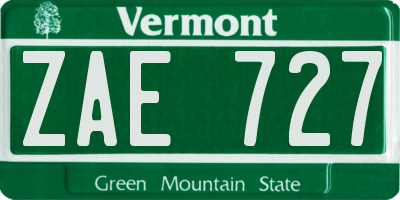 VT license plate ZAE727