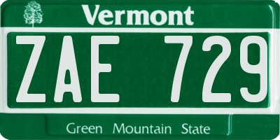 VT license plate ZAE729