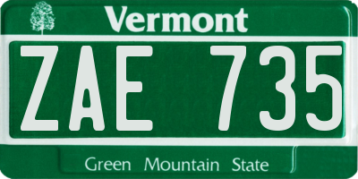 VT license plate ZAE735