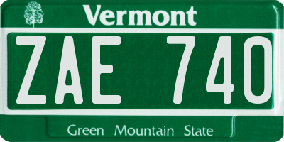 VT license plate ZAE740