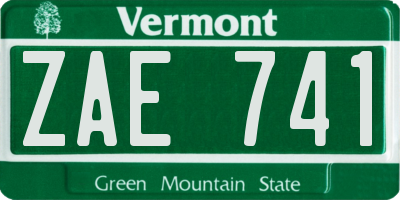 VT license plate ZAE741