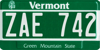 VT license plate ZAE742