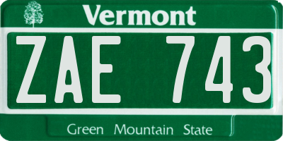 VT license plate ZAE743
