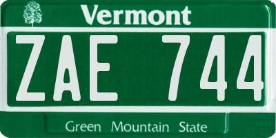 VT license plate ZAE744