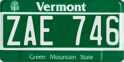 VT license plate ZAE746