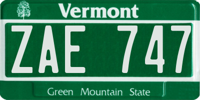 VT license plate ZAE747