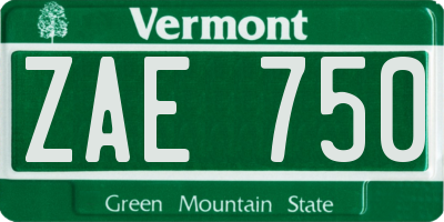 VT license plate ZAE750