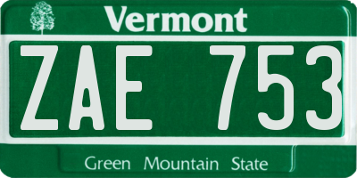 VT license plate ZAE753