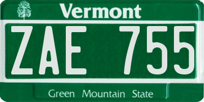 VT license plate ZAE755