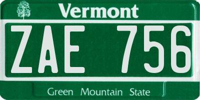 VT license plate ZAE756