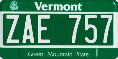 VT license plate ZAE757
