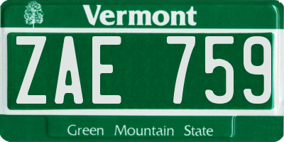 VT license plate ZAE759