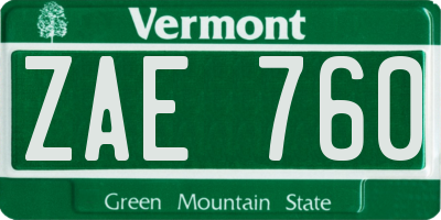 VT license plate ZAE760