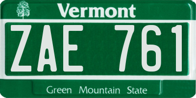 VT license plate ZAE761