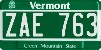 VT license plate ZAE763