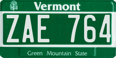 VT license plate ZAE764