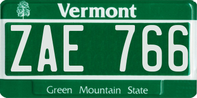 VT license plate ZAE766