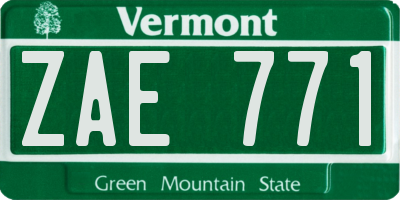 VT license plate ZAE771
