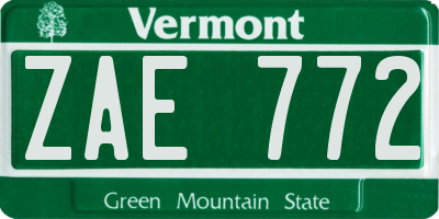 VT license plate ZAE772