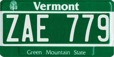 VT license plate ZAE779